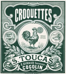 चिकन Croquettes। c.1900 (उत्कीर्णन) द्वारा फ्रेंच स्कूल
