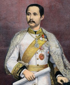 चुलालोंगकोर्न (1853-1910), सियाम के राजा। 1897 में चुलालोंगकोर्न यूरोप की यात्रा करने वाले पहले स्याम देश के सम्राट बने। ले पेटिट जर्नल से चित्रण द्वारा फ्रेंच स्कूल
