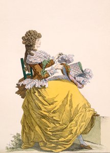 Colinette, Galeries des Modes et Costumes Francais, c.1778-87 99: कपड़े से प्लेट न। पारंपरिक वस्त्र; पारंपरिक पोशाक; फैशन; चित्रण; c18th; फैशनेबल; clo द्वारा French School