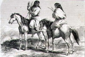 1860 के दशक में कॉमंच इंडियंस (उत्कीर्णन) द्वारा फ्रेंच स्कूल