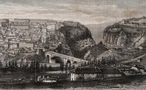 कॉन्स्टेंटाइन (अल्जीरिया) - वीए माल्ट-ब्राउन द्वारा "" ला फ्रांस इलस्ट्रेशन: भूगोल, इतिहास, सांख्यिकीय प्रशासन "" में उत्कीर्णन। 1884 द्वारा फ्रेंच स्कूल
