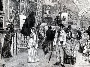 लूवर के ग्रांडे गैलीरी में नकल करने वाले, c.1880 द्वारा फ्रेंच स्कूल