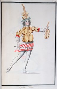 जीन-बैप्टिस्ट लुली (1632-87) द्वारा बैले डी ला नुइट के लिए अपोलो-वायलिन की पोशाक, लुईस XIV द्वारा नृत्य, 23 फरवरी 1653 (कागज पर wc) द्वारा फ्रेंच स्कूल