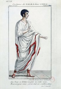 कॉमेडियन फ्रेंकोइस-जोसेफ (फ्रेंकोइस जोसेफ) तल्मा (1763-1826) की पोशाक पियरे कॉर्नेल द्वारा त्रासदी "सिन्ना ओ ला क्लेमेंस डी'अगस्टे" में। १७९९ पेरिस, फ्रेंच कॉमेडी द्वारा फ्रेंच स्कूल