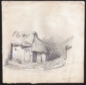 फ्रांस में कॉटेज। (ड्राइंग, सीए। 1830) द्वारा फ्रेंच स्कूल