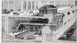 "ला नेचर" 1899 . में पेरिस में सेंट मिशेल स्टेशन का खंड द्वारा फ्रेंच स्कूल