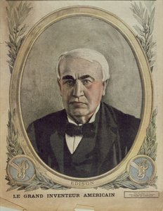 थॉमस अल्वा एडिसन, 1917 को दर्शाते हुए ले पेटिट जर्नल का कवर चित्रण द्वारा फ्रेंच स्कूल