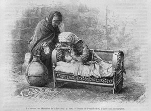 सीरिया से आज, Maronites के लिए पालना। फेनिशिया, लेबनान और जुडिया की यात्रा करें। 1875-1880 लुईस चार्ल्स एमिल लॉरेट, 1884 (बीडब्ल्यू उत्कीर्णन) द्वारा फ्रेंच स्कूल