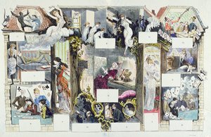 एक पेरिस घर का क्रॉस-सेक्शन, ला वी पेरिसियन से चित्रण, c.1875 (रंग उत्कीर्णन) द्वारा फ्रेंच स्कूल