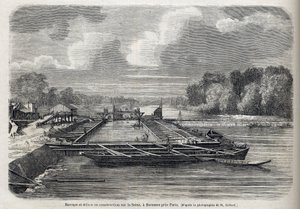 1866 में सुरेन्स में सीन पर बांध फटा - उत्कीर्णन - ले मोंडे इलस्ट्रे 1866 द्वारा फ्रेंच स्कूल