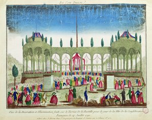 14 जुलाई 1790 को फेडरेशन के समारोह के लिए बैस्टिल की सजावट और रोशनी द्वारा फ्रेंच स्कूल
