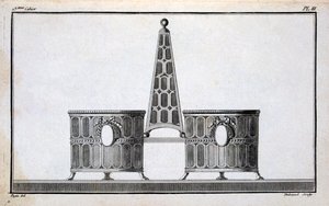 डुहमेल, c.1770s-80s द्वारा एक साथ रखी गई नव-शास्त्रीय धातु वर्क की एक पैटर्न बुक से पुगिन द्वारा डिजाइन द्वारा फ्रेंच स्कूल