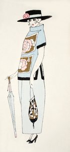 डे ड्रेस के लिए डिज़ाइन, c.1919 (पॉचो प्रिंट द्वारा फ्रेंच स्कूल