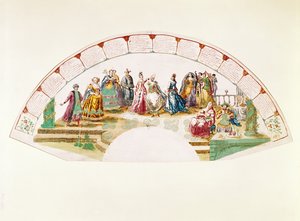 डांस और कार्निवल ऑफ नेशंस का जश्न मनाने वाले एक प्रशंसक के लिए डिज़ाइन, 1733 द्वारा फ्रेंच स्कूल