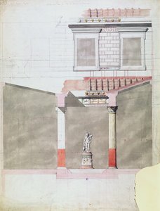प्रिंस नेपोलियन III (1808-73) के पोम्पीयन महल के अलिंद के लिए डिजाइन (कागज पर wc) द्वारा फ्रेंच स्कूल