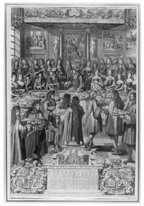 30 जनवरी 1687 को कैलेंडर डे विले में 30 जनवरी 1687 को होटल डे विले में लुई XIV (1638-1715) का डिनर द्वारा फ्रेंच स्कूल