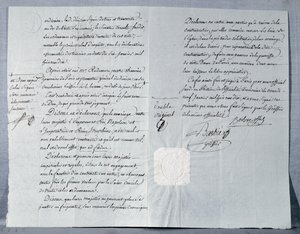 सम्राट नेपोलियन बोनापार्ट (1769-1821) और महारानी जोसेफिन (1763-1814) का तलाक बयान 9 जनवरी 1810 द्वारा फ्रेंच स्कूल