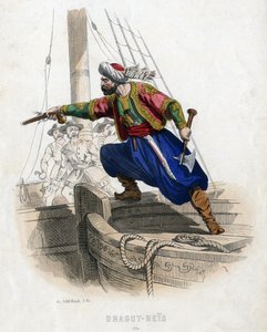ड्रैगट, ओटोमन साम्राज्य का 'समुद्री डाकू' (रंग लिथो) द्वारा फ्रेंच स्कूल