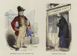 Eau de कोलोन विक्रेता, 1845, और सार्वजनिक लेखक, 1840 द्वारा फ्रेंच स्कूल