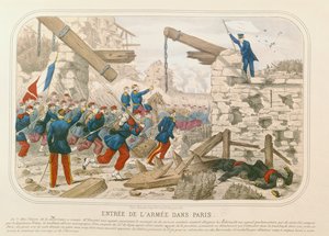 पेरिस में सेना का प्रवेश, 21 मई 1871 (रंगीन उत्कीर्णन) द्वारा फ्रेंच स्कूल