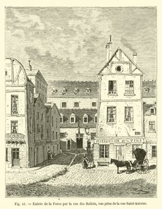 Rue des Ballets के माध्यम से बल प्रवेश, rue Saint-Antoine से लिया गया दृश्य द्वारा फ्रेंच स्कूल