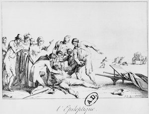 गली में मिर्गी का दौरा, c.1800 द्वारा फ्रेंच स्कूल
