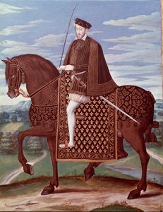 हेनरी द्वितीय का घुड़सवारी चित्र (1519-1559) फ्रांस के राजा (फ्रांस के राजा हेनरी द्वितीय का चित्र) बेनामी पेंटिंग द्वारा फ्रेंच स्कूल
