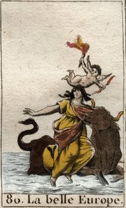 पियरे ब्लैंचर्ड 1803 द्वारा "माइथोलोजी डे ला जेनेसे" से एक बैल के रूप में ज़ीउस द्वारा यूरोपा का अपहरण कर लिया गया। द्वारा फ्रेंच स्कूल