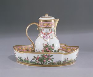 Ewer and basin, पेरिस में बनाया गया (चीनी मिट्टी के बरतन)