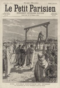 ट्यूनिस, ट्यूनीशिया के पास दो हत्यारों को फांसी (उत्कीर्णन) द्वारा फ्रेंच स्कूल