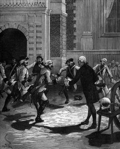 अब्बे जीन एंटोनी नोलेट (जीन-एंटोनी) (1700-1770), वर्साय में फ्रांसीसी भौतिक विज्ञानी द्वारा लीडेन की बोतल का अनुभव, जहां एक ही समय में 180 गार्ड मारे गए थे। 1746। द्वारा फ्रेंच स्कूल