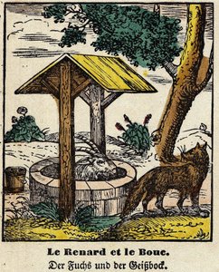Fables de La Fontaine: लोमड़ी और अच्छा। एपिनल की छवि, 19वीं सदी की पहली छमाही द्वारा फ्रेंच स्कूल