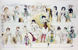 फैशन के लिए La Vie Parisienne का चित्रण प्लेट, c.1870 (रंग उत्कीर्णन) द्वारा फ्रेंच स्कूल