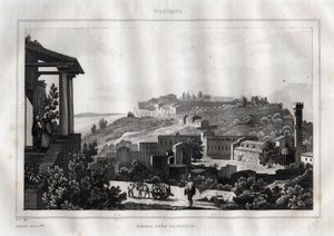 Fiesole -टस्कनी - एम डी नॉरविंस द्वारा "" सुरम्य इटली "" से उत्कीर्णन, Ch। नोडियर 1834-1836। द्वारा फ्रेंच स्कूल