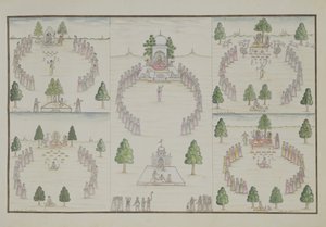 पांच हिंदू पंथ: द जेंटिल एल्बम से शिव, कृष्ण, विष्णु, ब्रह्मा और देवी द्वारा फ्रेंच स्कूल