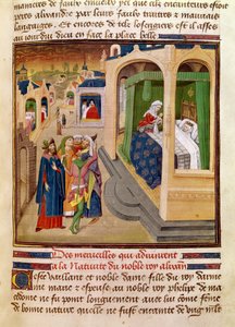 Fol.10r अलेक्जेंडर द ग्रेट (356-323 ईसा पूर्व) के जन्म पर हुए चमत्कार, जीन वौक्कलिन की एक पुस्तक से चित्रण, हिस्टॉयर डु ग्रैंड एलेक्जेंडर 1460 से द्वारा फ्रेंच स्कूल