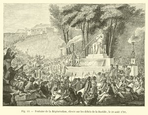 10 अगस्त, 1792 को बैस्टिल के मलबे पर उठाया गया उत्थान का फव्वारा द्वारा फ्रेंच स्कूल