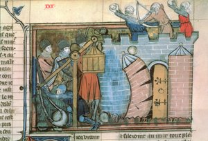 Fr 22495 fol.30 ले रोमन डी गोदेफ्रोई डे ब्यूइलन से क्रूसेड के दौरान एक शहर पर हमला द्वारा फ्रेंच स्कूल