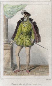 लोरेन के फ्रेंकोइस प्रथम, गुइज़ के दूसरे ड्यूक (1519 - 1563)। इसने वासी (वास्सी) (1562) के नरसंहार से धर्म का पहला युद्ध शुरू किया। 19वीं शताब्दी का उत्कीर्णन। द्वारा फ्रेंच स्कूल