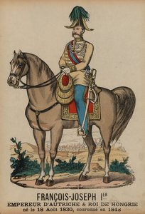फ्रांज जोसेफ I, ऑस्ट्रिया के सम्राट और हंगरी के राजा (रंगीन उत्कीर्णन) द्वारा फ्रेंच स्कूल