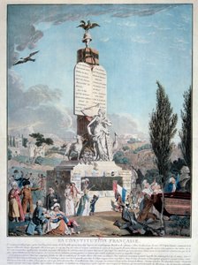 फ्रांसीसी क्रांति: सितंबर 1791 में फ्रांसीसी संविधान का रूपक। 1791 पेरिस की नक्काशी, शस्त्रागार पुस्तकालय द्वारा फ्रेंच स्कूल
