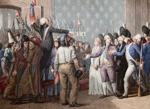 फ्रांसीसी क्रांति: द मार्च ऑन द ट्यूलरीज, 20 जून 1792 - फ्रांसीसी क्रांति - पालिस डेस तुइलरीज पर हमला, 20 जून 1792 - 20 जून 1792 का दिन चेटो डेस तुइलरीज में। राजा लुई सोलहवें खुद को लोगों के सामने पेश करते हैं और लाल रंग को गर्म करते हैं द्वारा फ्रेंच स्कूल
