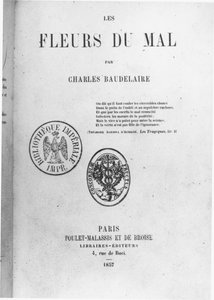 चार्ल्स बाउडेलायर (1821-67) द्वारा द फ्लॉवर ऑफ एविल के पहले संस्करण का फ्रंट कवर, पुलेट-मलसीस एंड ब्रोइस, 1857 द्वारा फ्रेंच स्कूल