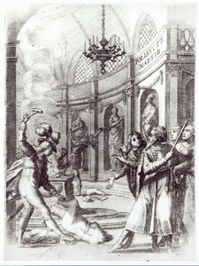 1643 में प्रकाशित पियरे कॉर्निले (1606-84) द्वारा पॉलीएक्टे के लिए फ्रंटस्पाईज द्वारा फ्रेंच स्कूल
