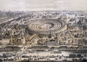 1867 में एक्सपोज यूनिवर्स का सामान्य दृश्य, Trocadero पहाड़ी, पेरिस, 1867 से लिया गया द्वारा फ्रेंच स्कूल