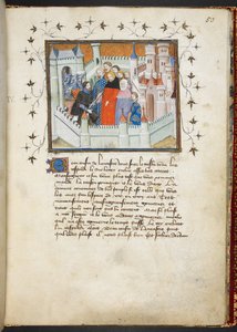 हार्ले 1319 f.50, रिचर्ड द्वितीय और बोलिंगब्रोक फ्लिंट कैसल में, c.1401-05 (वेल्लम) द्वारा फ्रेंच स्कूल