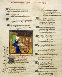 हार्ले 4431, f.261v क्रिस्टीन डी पिसन और उसका बेटा, #39;क्रिस्टीन डी पिसन के संग्रहित कार्य#39; से चित्रण द्वारा फ्रेंच स्कूल