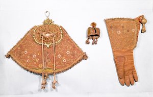 थैली, दस्ताने और हुड का हॉकिंग सेट, फ्रेंच, 1600-25