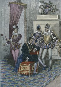 हेनरी III (1551-89) और उसका पसंदीदा (रंग उत्कीर्णन) द्वारा फ्रेंच स्कूल