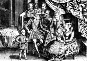 हेनरी IV (1553-1610) अपने परिवार और अपने पार्षदों के साथ फ्रांस के राजा द्वारा फ्रेंच स्कूल